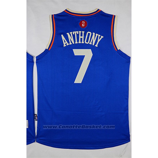 Maglia Natale 2015 New York Carmelo Anthony #7 Blu